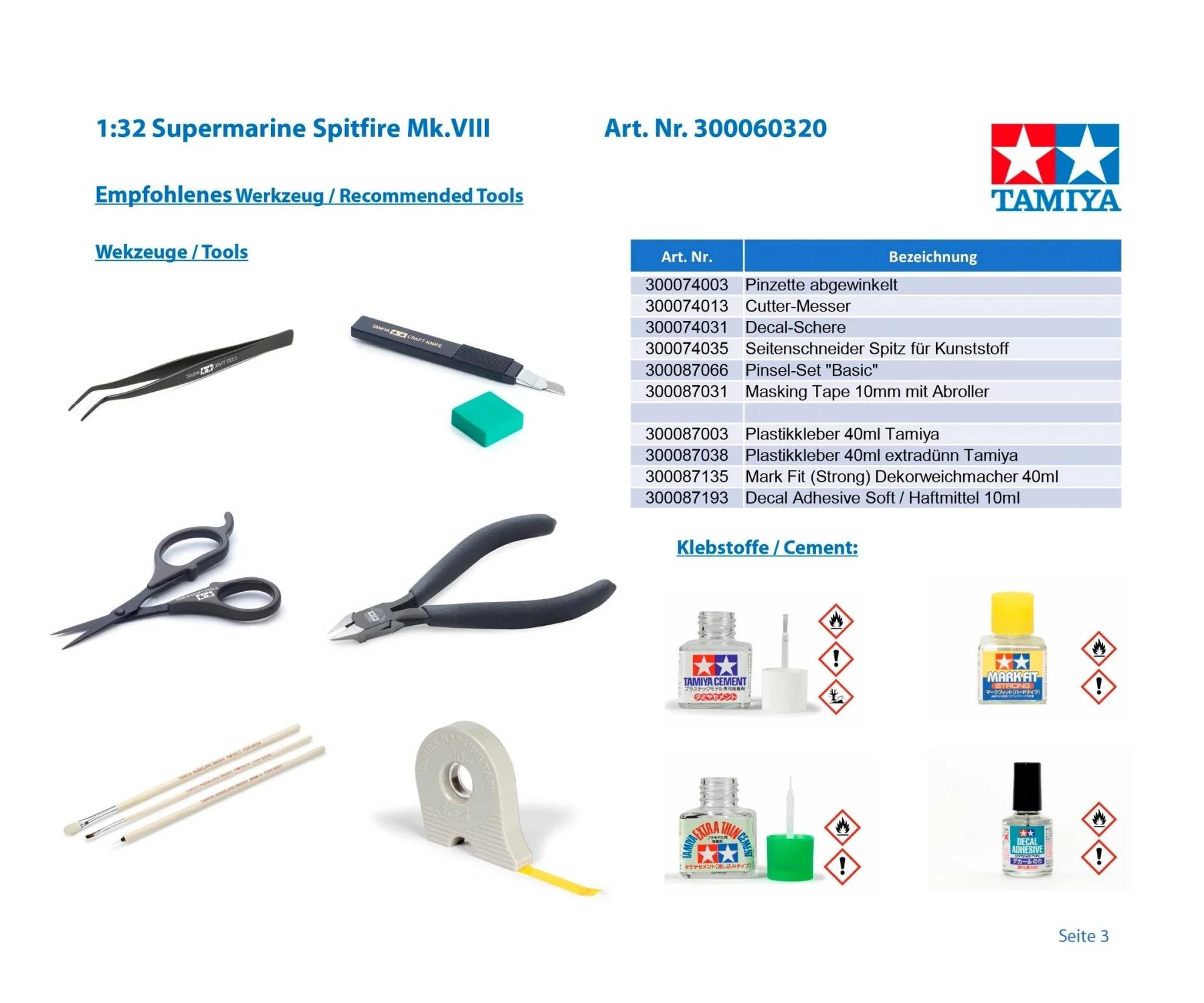 Tamiya 1/32 Spitfire MK Viii Model Kit — official product photo 3