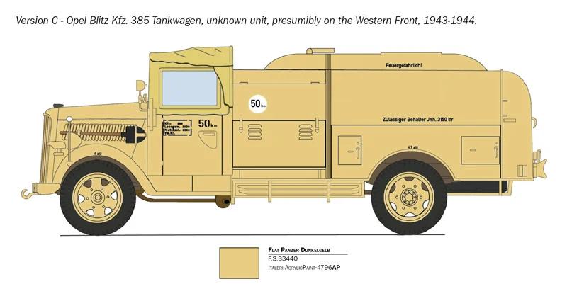 Italeri 1/48 Opel Blitz Tankwagen Kfz 385 Model Kit — official product photo 6