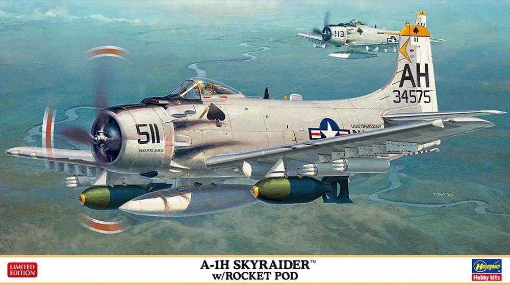 Hasegawa 1/72 A-1H Skyraider W Rocket Pod Model Kit — official product photo 1
