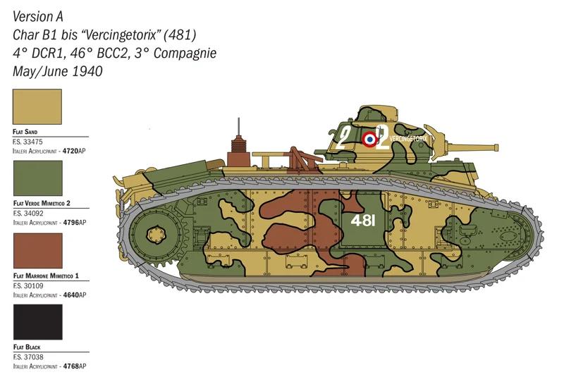 Italeri 1/56 Char B1 Bis Model Kit — official product photo 3