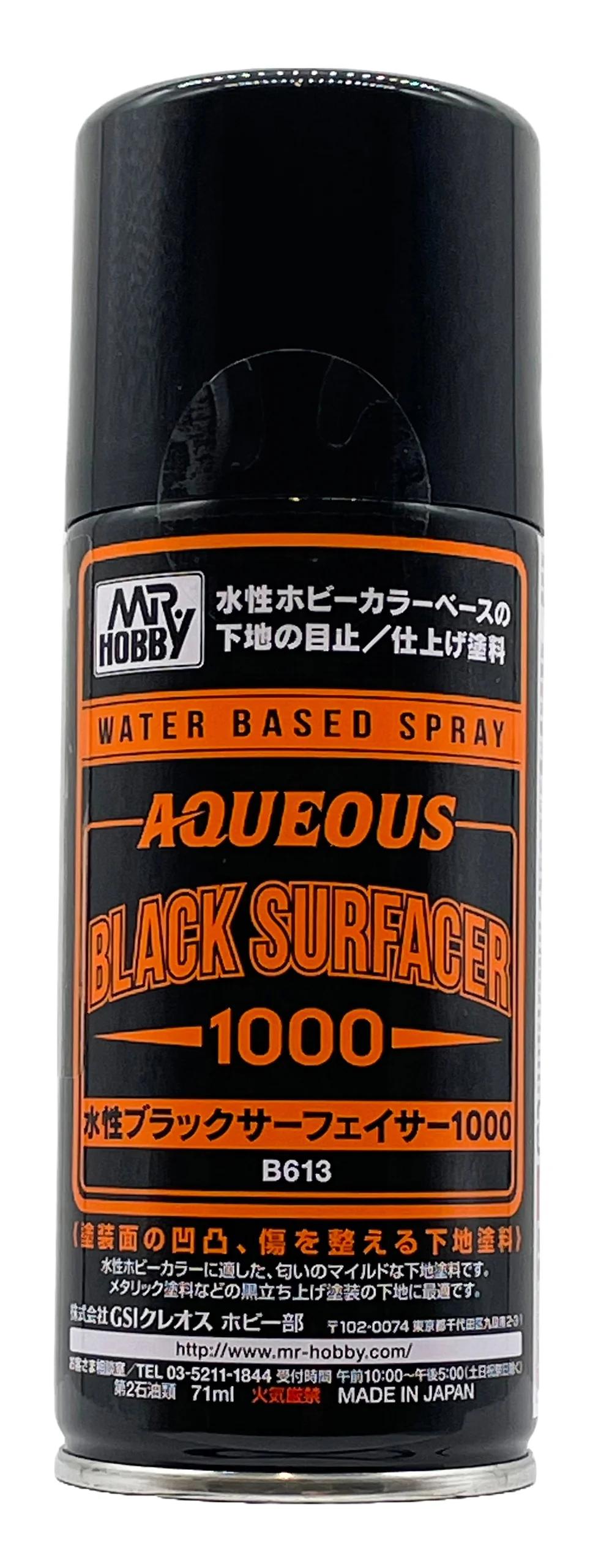 Mr. Hobby Aqueous Black Surfacer 1000 Spray (B613) 170 ml — official product photo 1