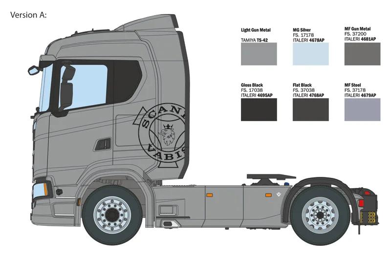 Italeri 1/24 Scania 770s 4x2 Grey Cab Model Kit — official product photo 5