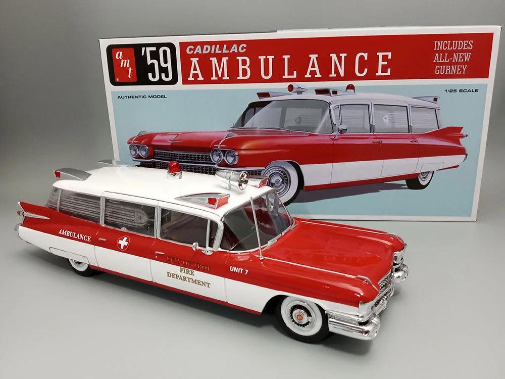 AMT 1/25 59 Cadillac Ambulance W Gurney Model Kit — official product photo 2