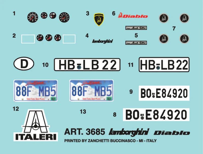 Italeri 1/24 Lamborghini Diablo Sprts Model Kit — official product photo 3