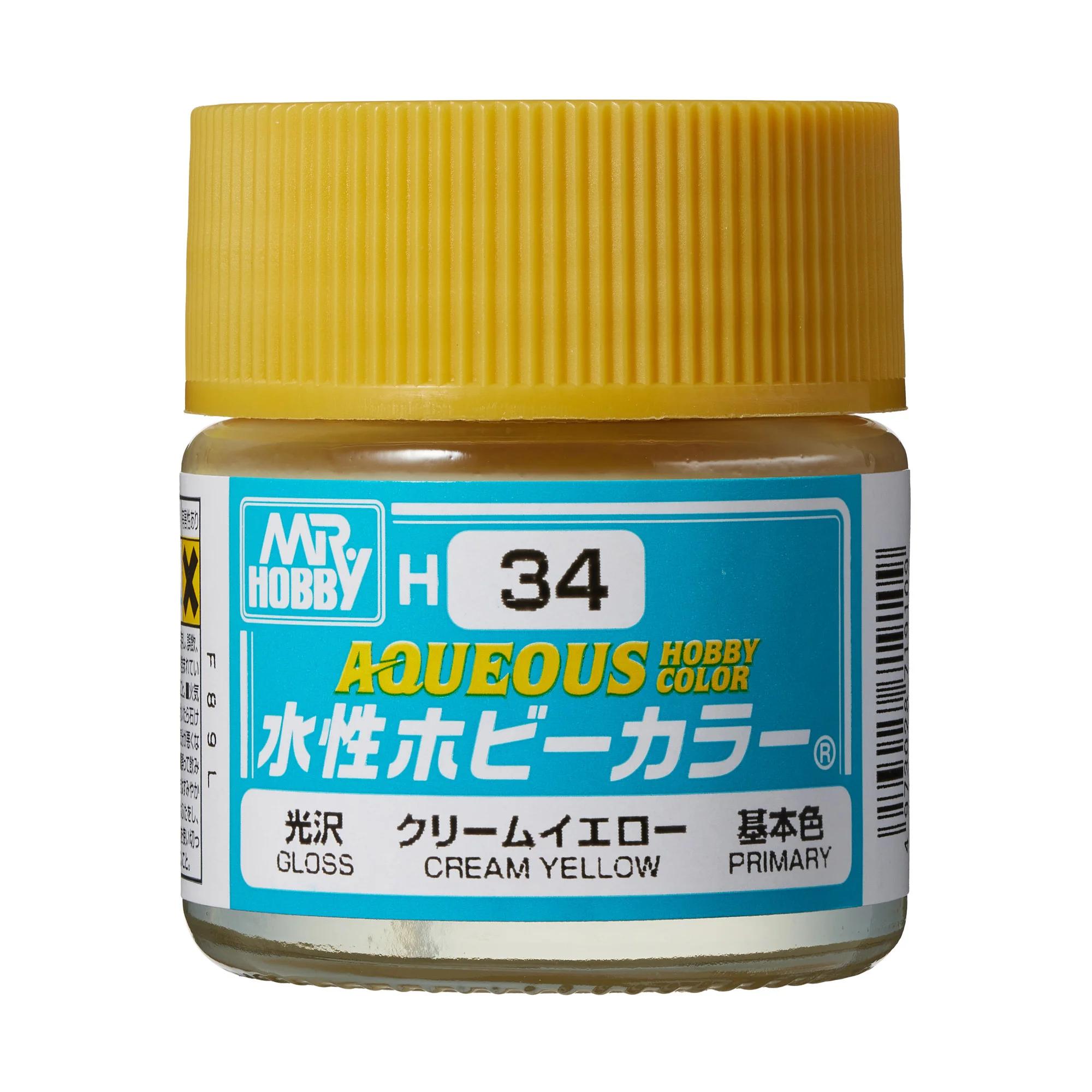 Mr. Hobby Aqueous Hobby Color Cream Yellow (H34) 10 ml — official product photo 1