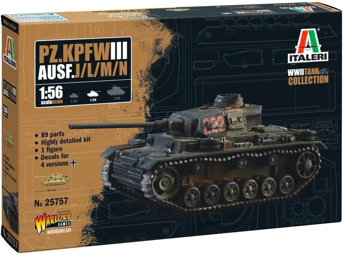 Italeri 1/56 Panzer Iiij L M N Model Kit — box art