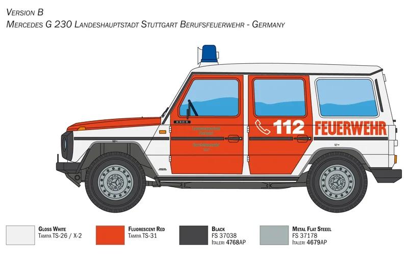 Italeri 1/24 Mercedes G230 Feuerwehr Model Kit — official product photo 4