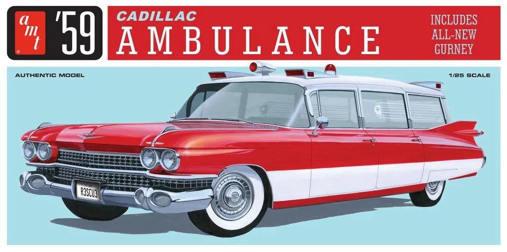 AMT 1/25 59 Cadillac Ambulance W Gurney Model Kit — box art
