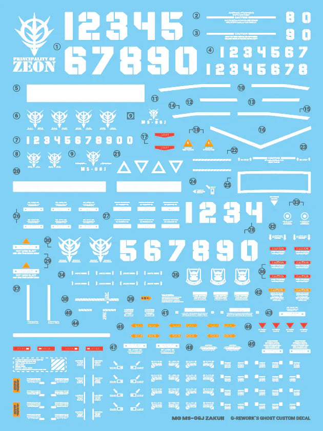 G-Rework MG Zaku II 2.0 decal sheet